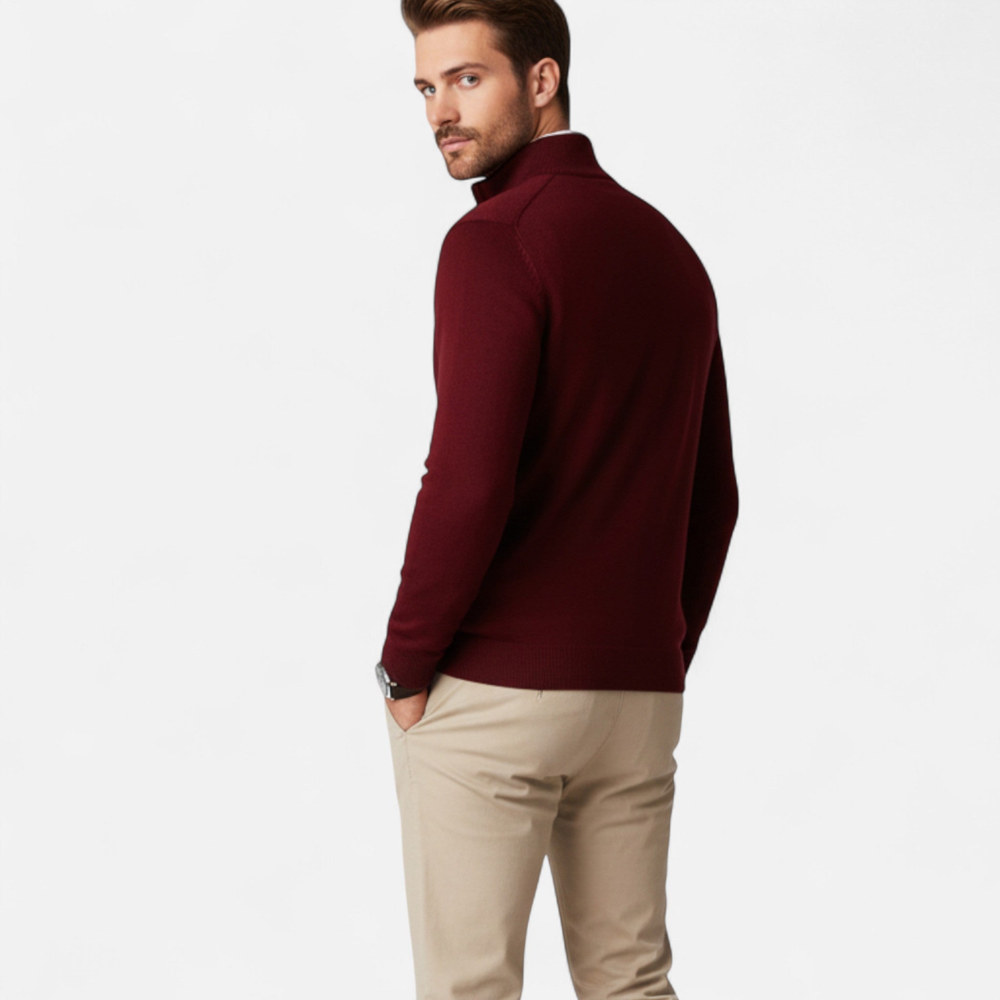 Larnor | Herren Strick Quarter-Zip Pullover Klassische Eleganz