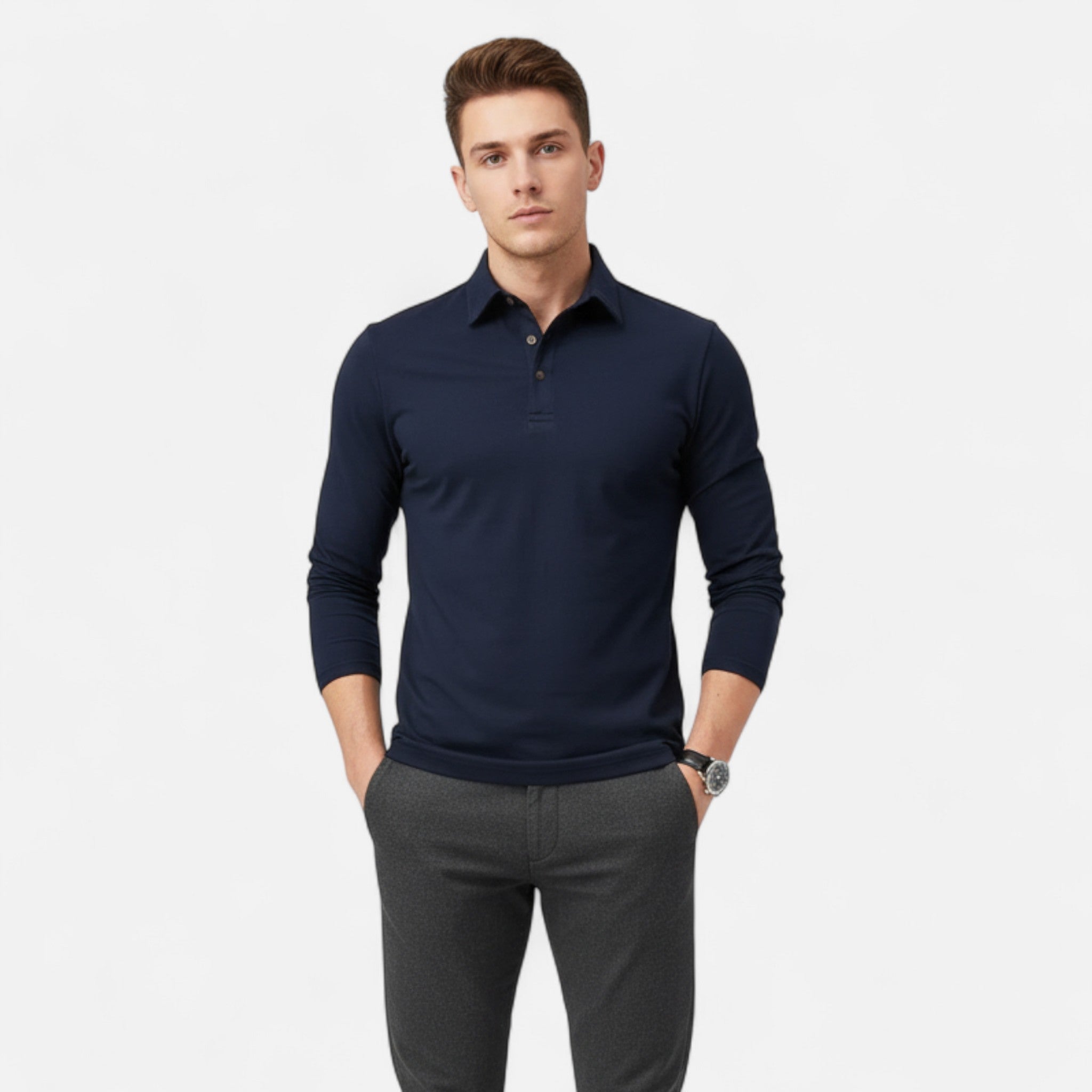 Larnor | Herren Langarm Polohemd Zeitlose Eleganz