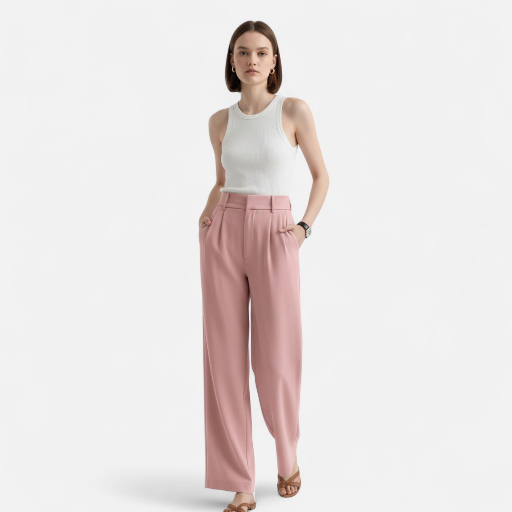Larnor | Damen High-Waist Hose mit weitem Bein – Elegante Linienführung