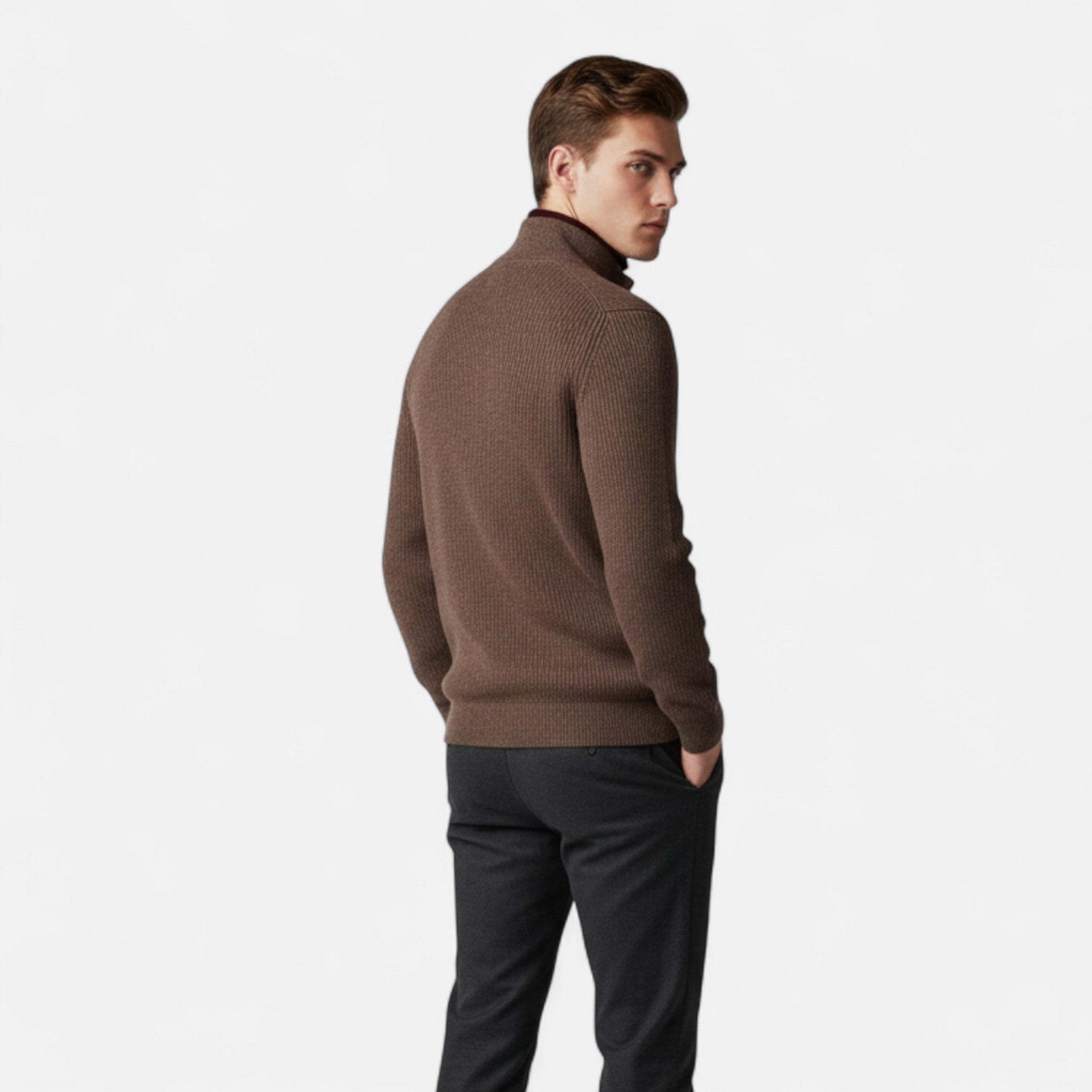 Larnor | Herren Merinowoll Zip-Pullover Klassische Eleganz