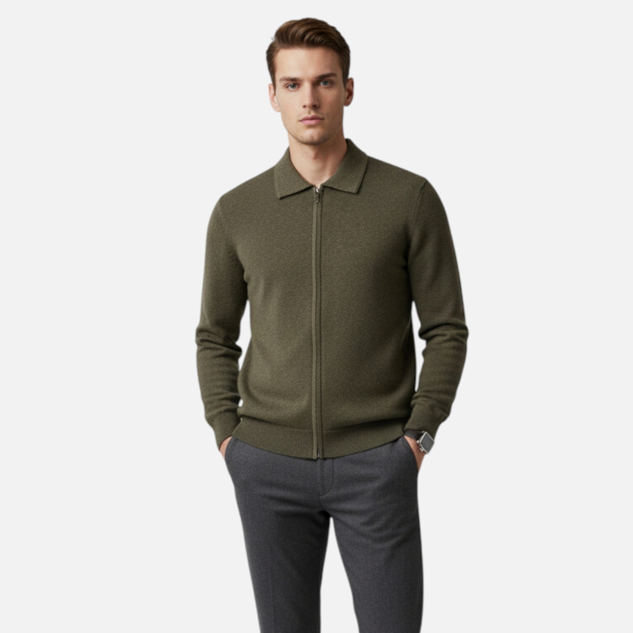 Larnor | Herren Strick Polo Cardigan Klassische Eleganz