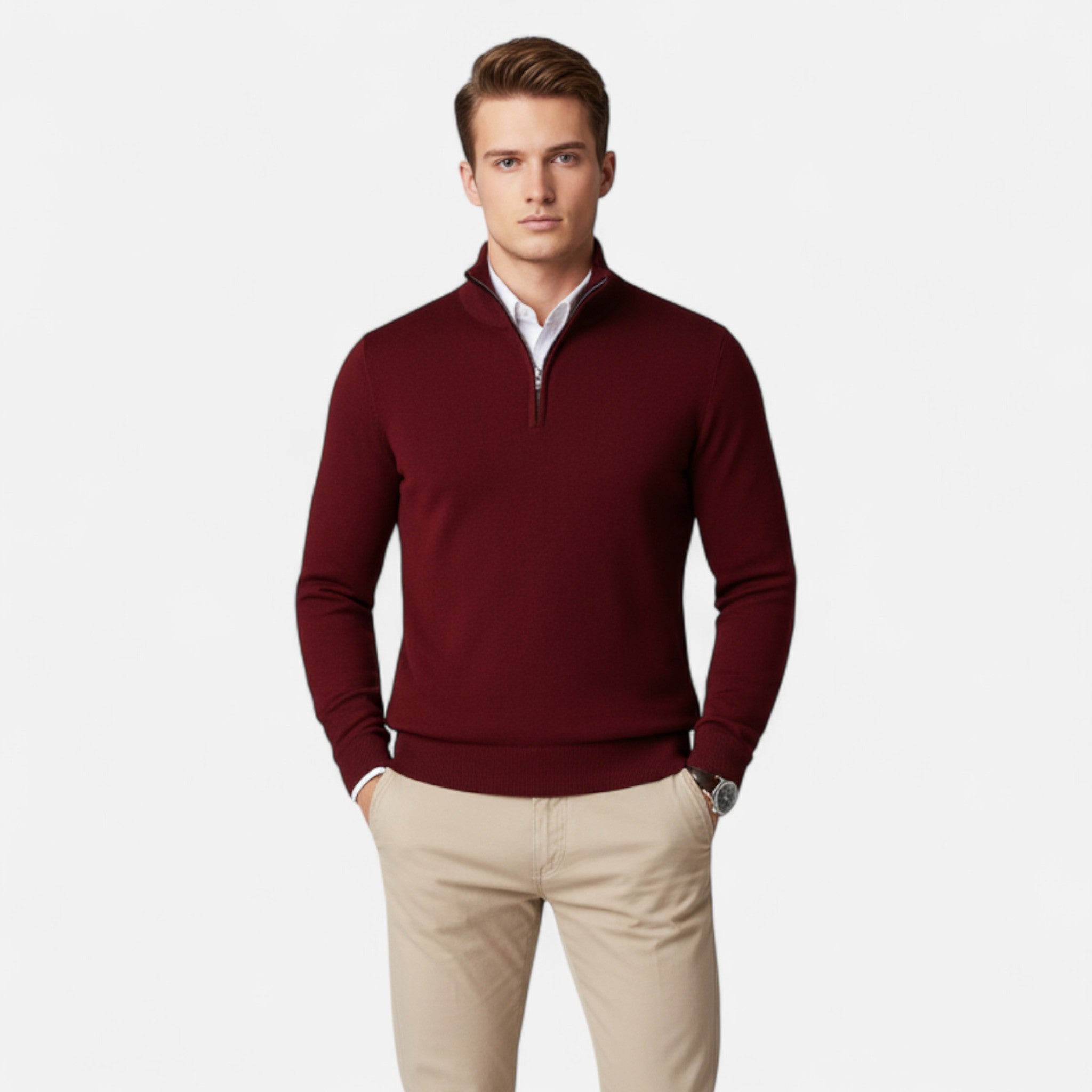 Larnor | Herren Strick Quarter-Zip Pullover Klassische Eleganz