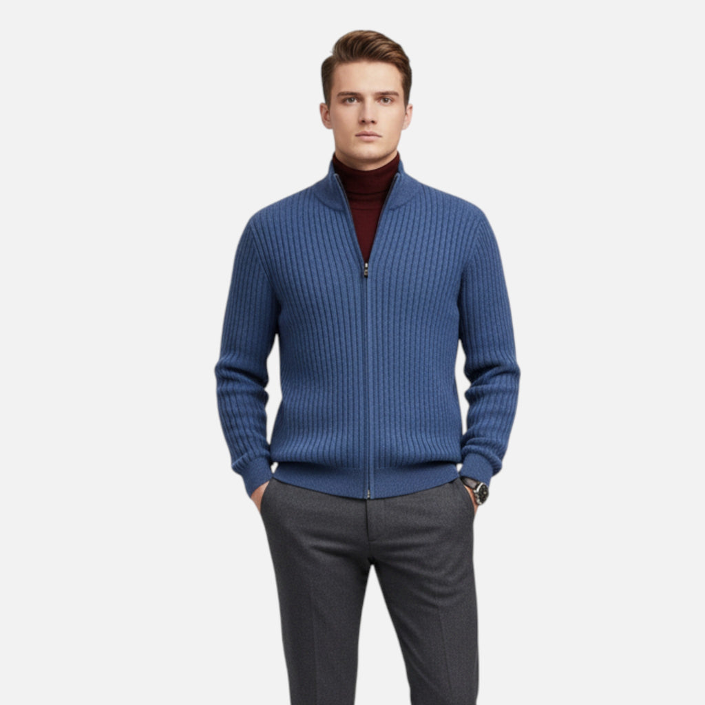 Larnor | Herren Merinowoll Zip-Pullover Klassische Eleganz