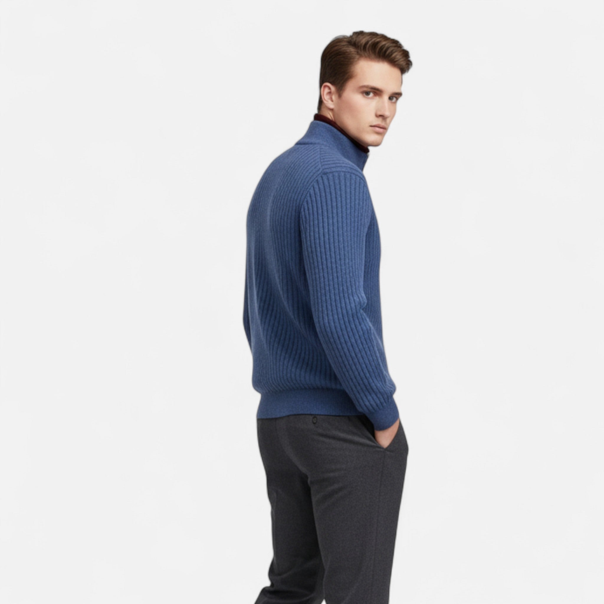Larnor | Herren Merinowoll Zip-Pullover Klassische Eleganz
