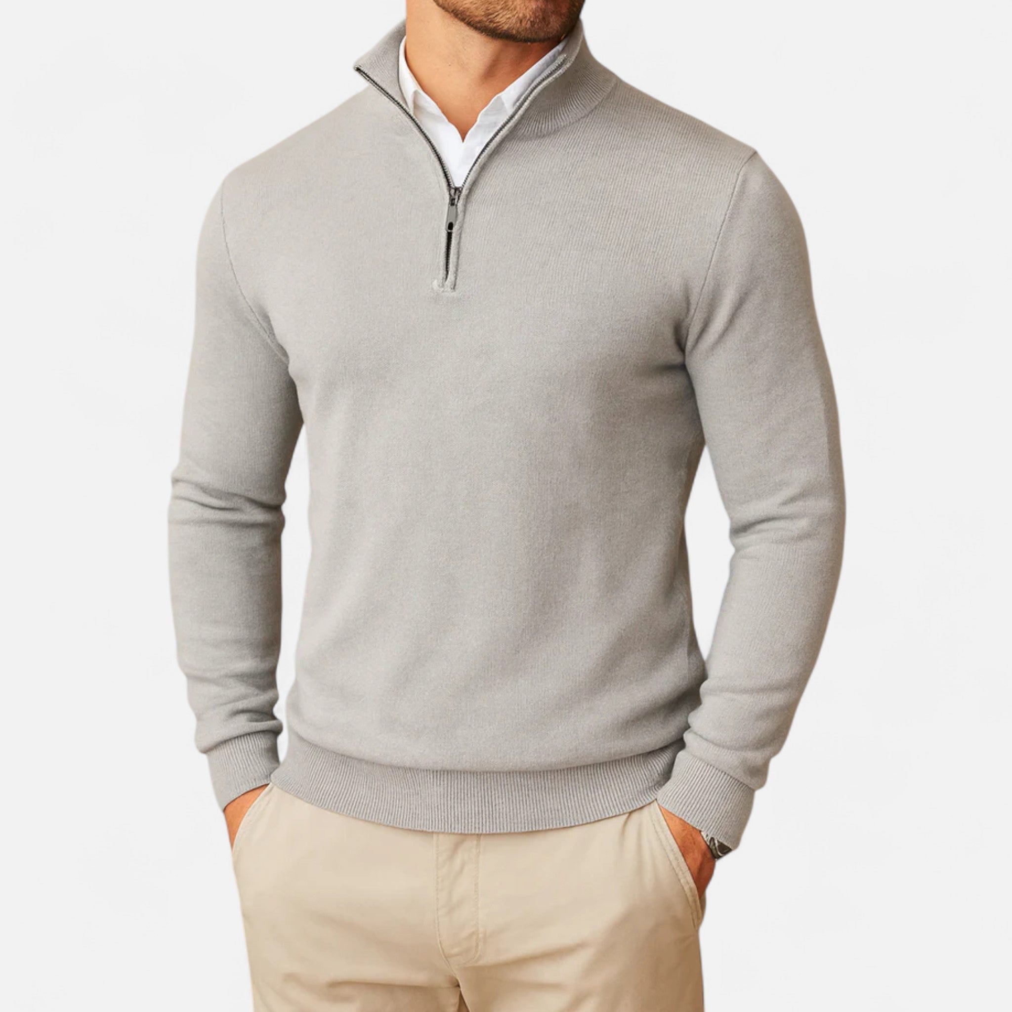 Larnor | Herren Strick Quarter-Zip Pullover Klassische Eleganz
