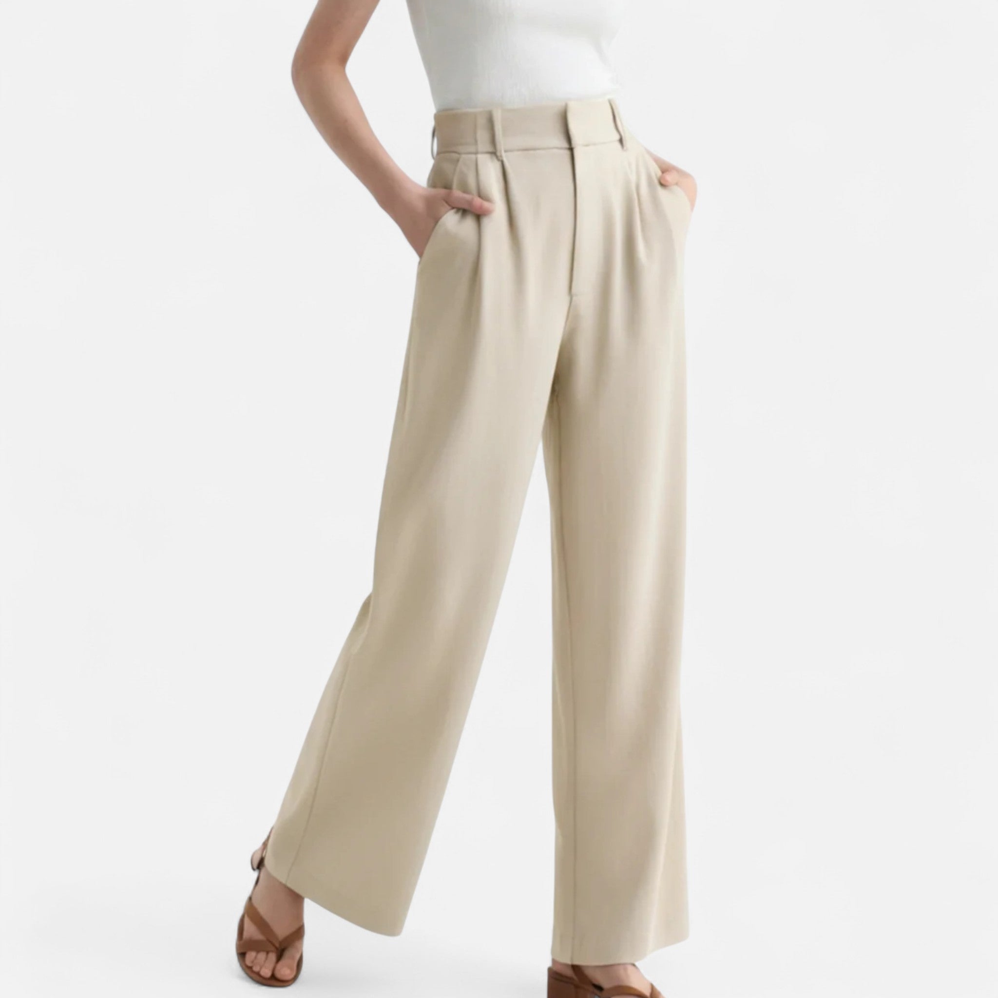 Larnor | Damen High-Waist Hose mit weitem Bein – Elegante Linienführung