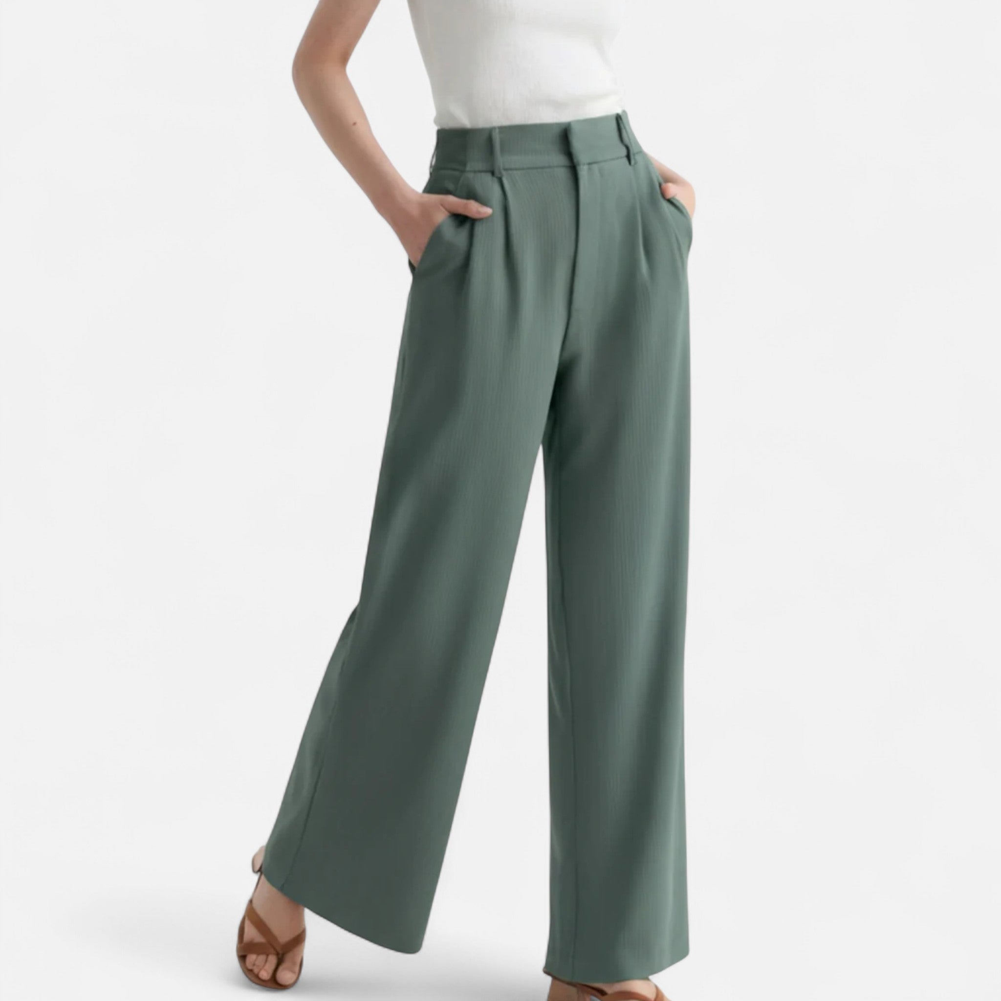 Larnor | Damen High-Waist Hose mit weitem Bein – Elegante Linienführung