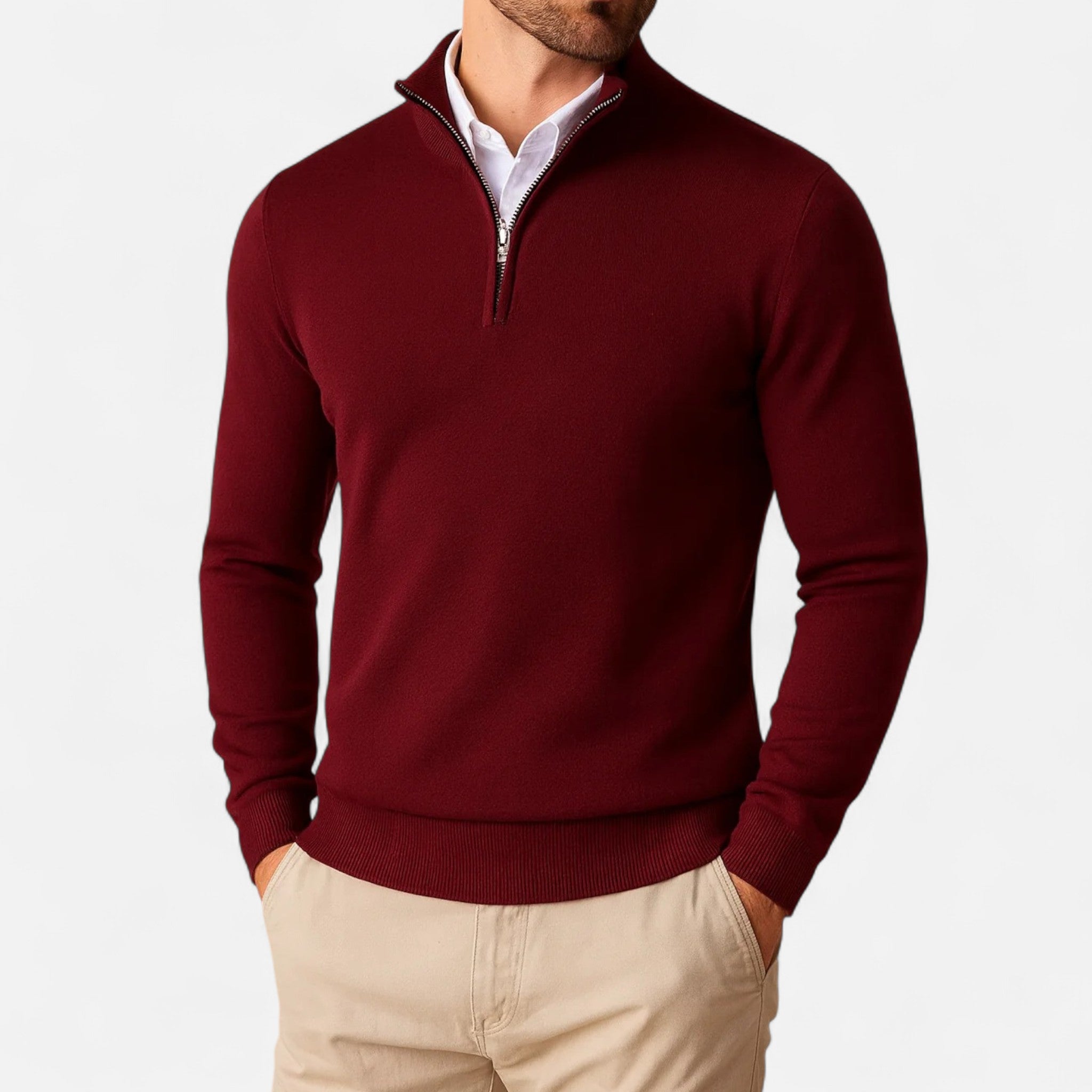 Larnor | Herren Strick Quarter-Zip Pullover Klassische Eleganz