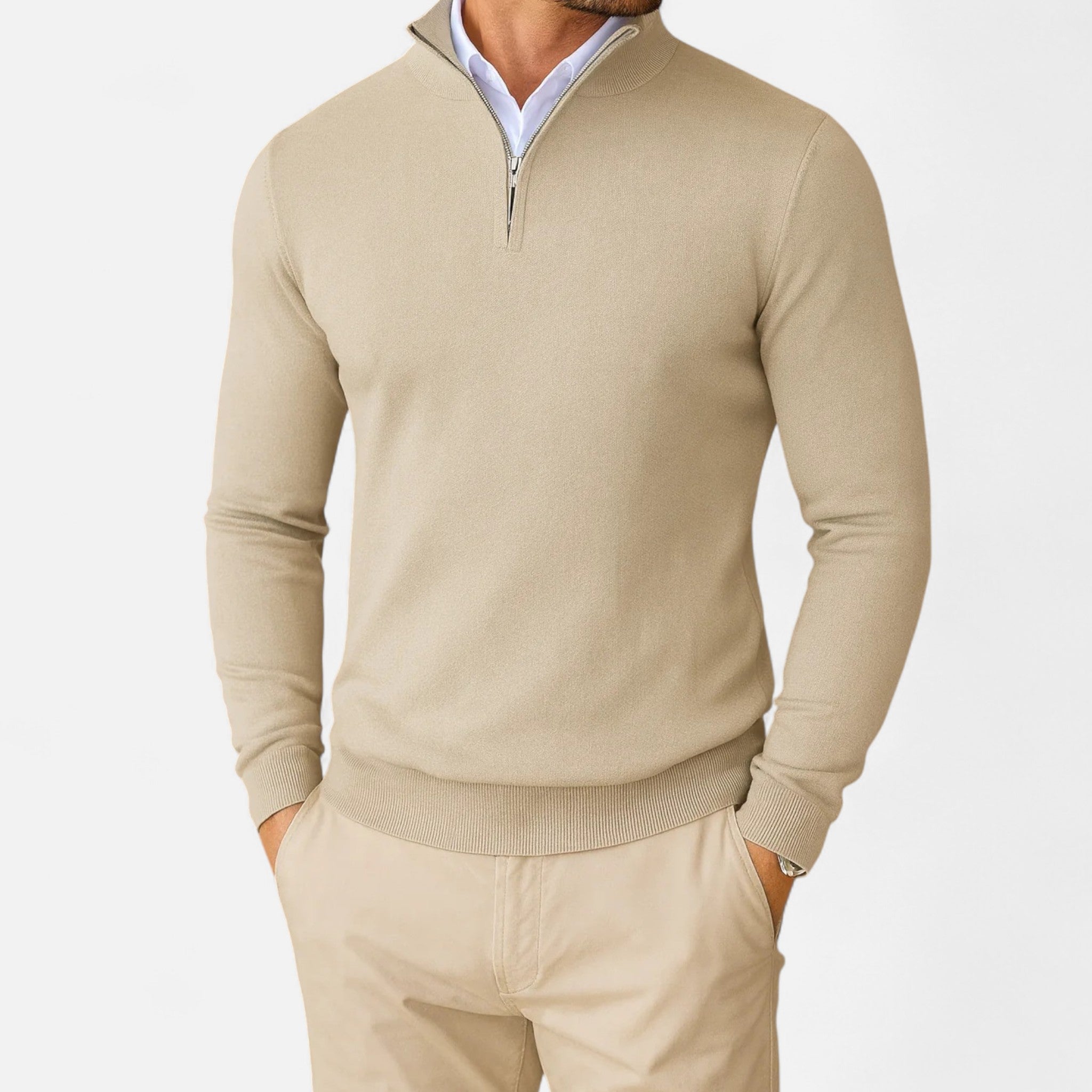Larnor | Herren Strick Quarter-Zip Pullover Klassische Eleganz