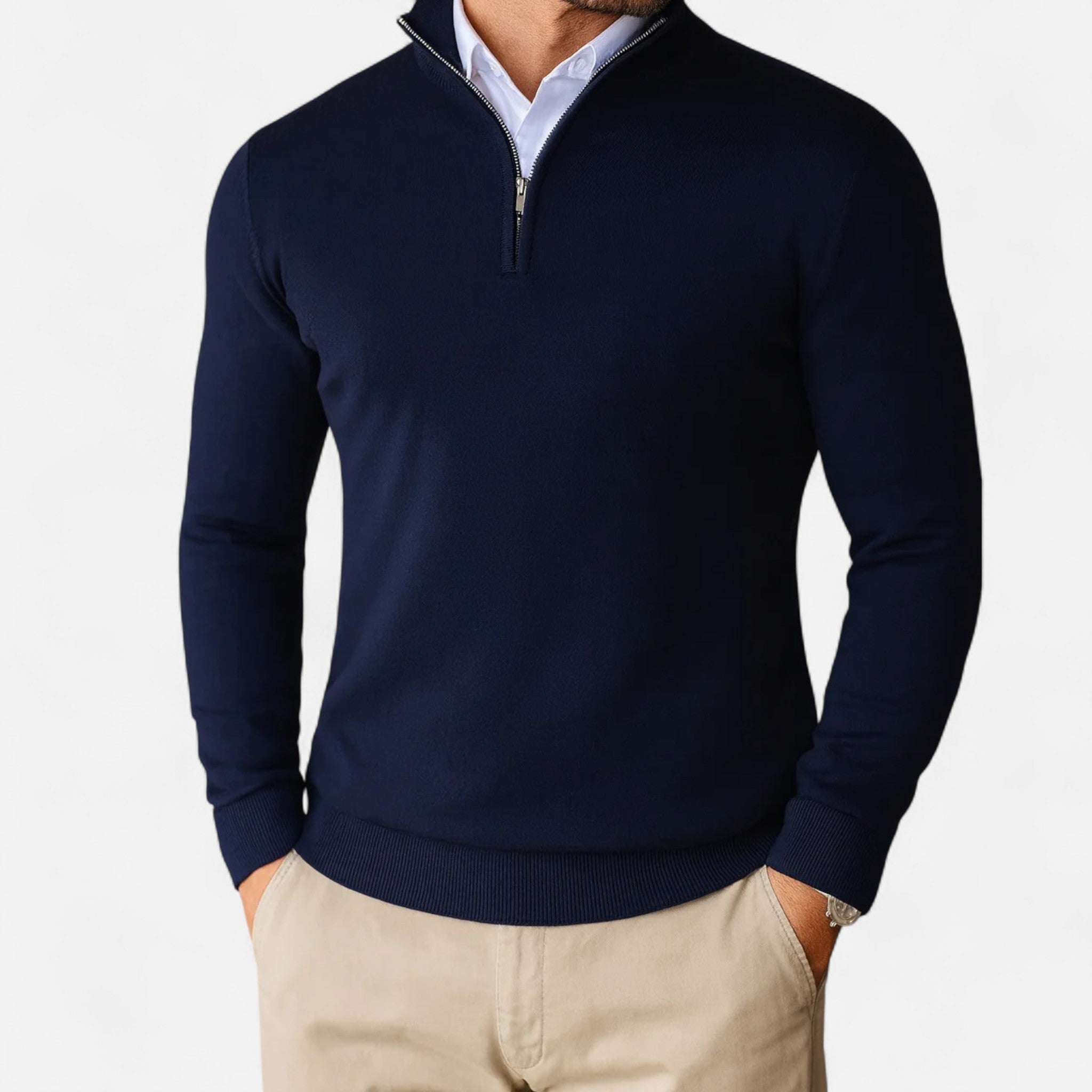 Larnor | Herren Strick Quarter-Zip Pullover Klassische Eleganz