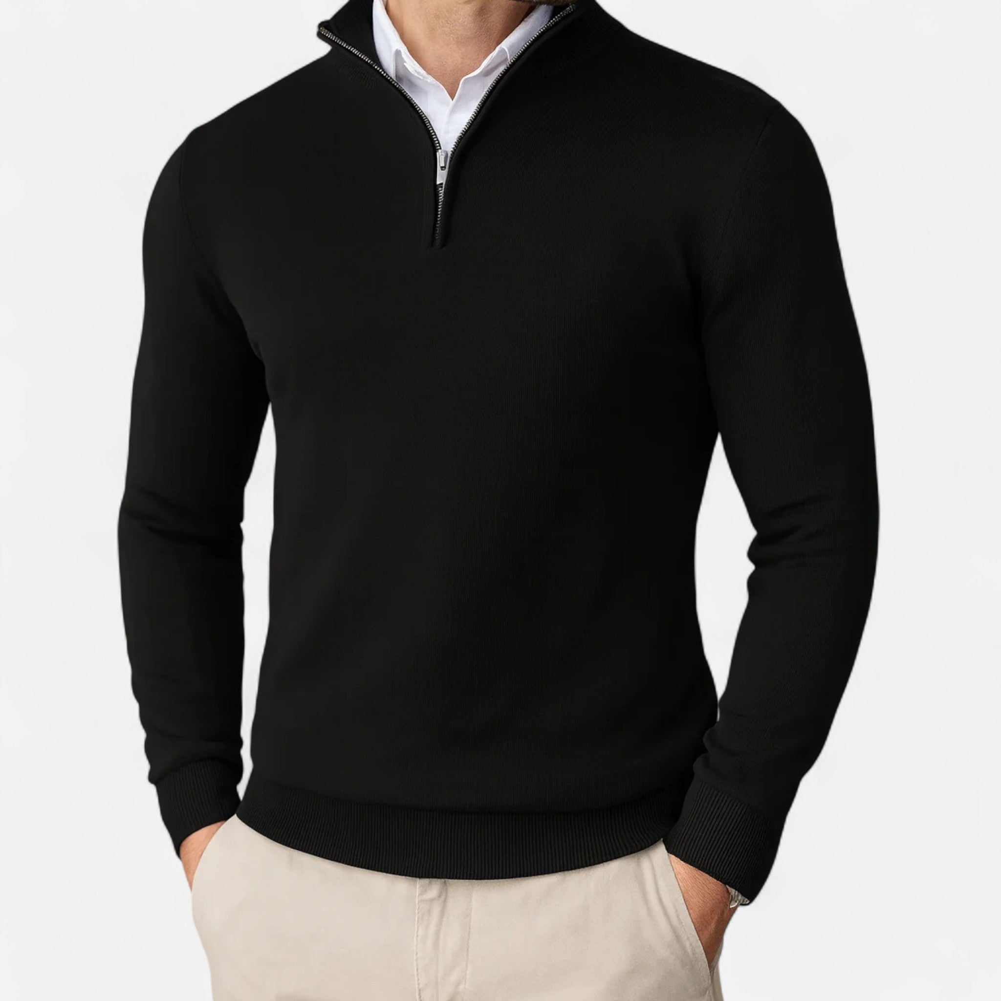 Larnor | Herren Strick Quarter-Zip Pullover Klassische Eleganz