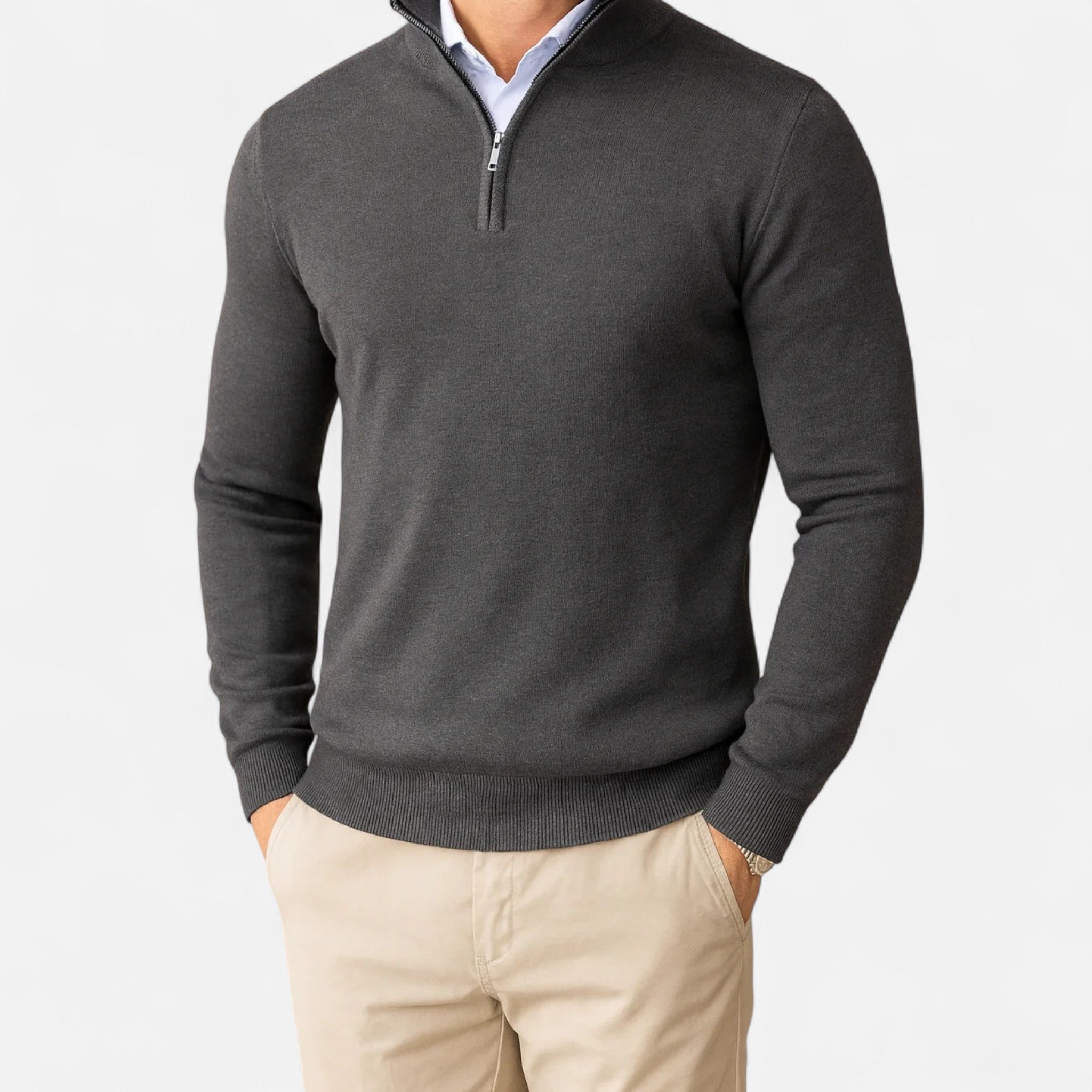 Larnor | Herren Strick Quarter-Zip Pullover Klassische Eleganz