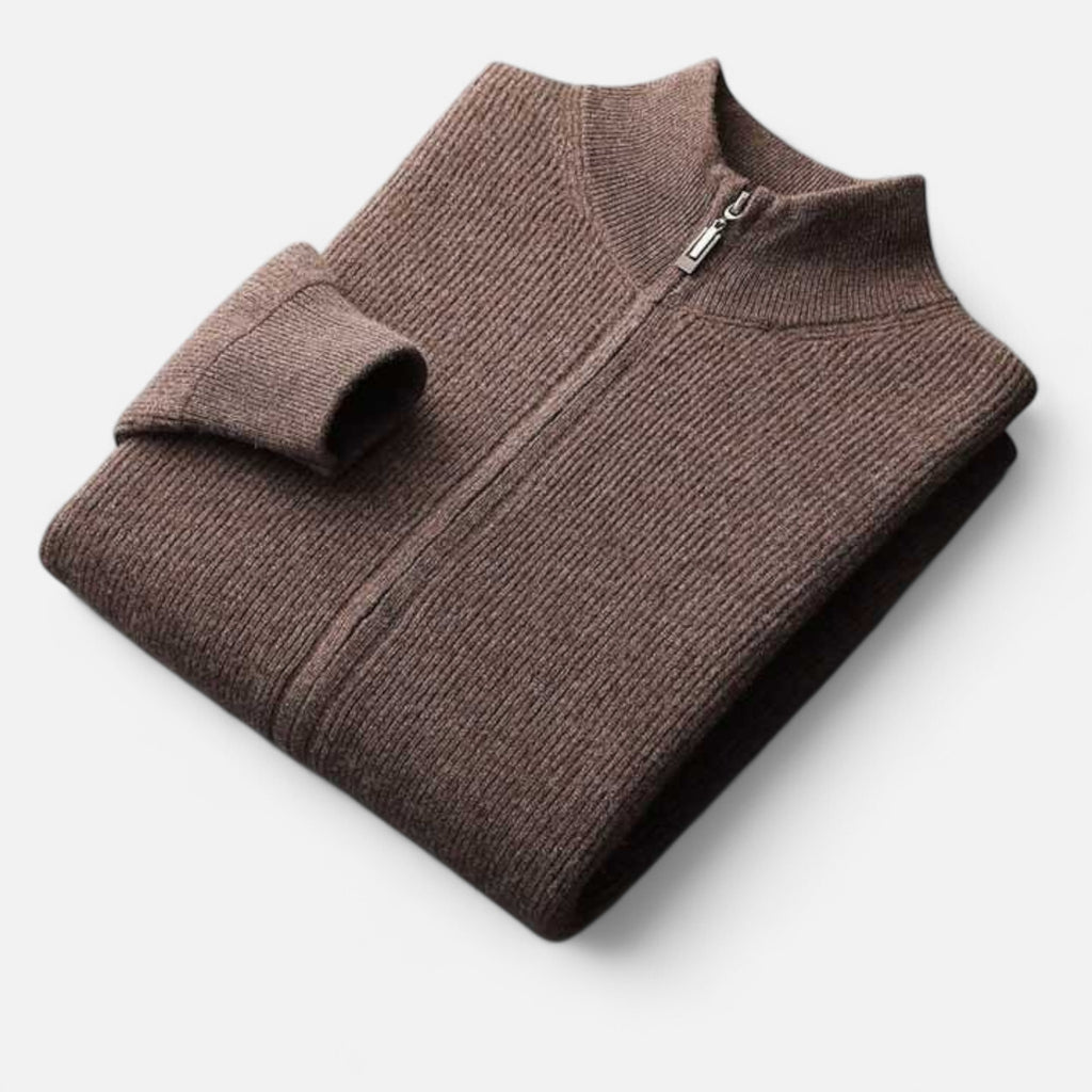Larnor | Herren Merinowoll Zip-Pullover Klassische Eleganz